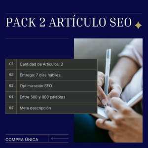Paquete de 2 artículos SEO optimizados para mejorar el posicionamiento en Google y atraer tráfico cualificado a tu blog.