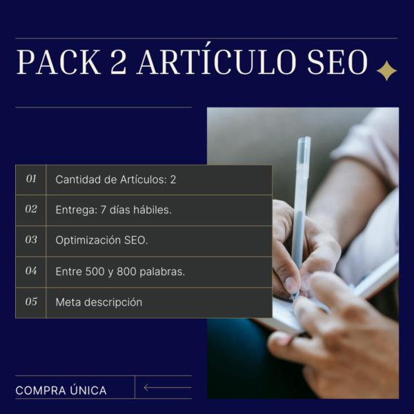Paquete de 2 artículos SEO optimizados para mejorar el posicionamiento en Google y atraer tráfico cualificado a tu blog.